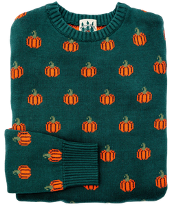 Country Pumpkin Sweater In Green - Women's