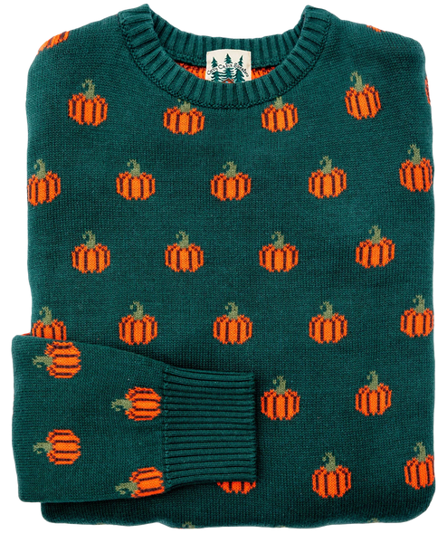 Country Pumpkin Sweater In Green - Women's