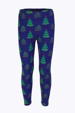 Girls Lolly Legging in Navy Festive Trees