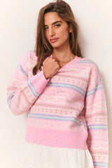 Emberly Wool Fair Isle Pullover - Peach Dream