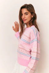 Emberly Wool Fair Isle Pullover - Peach Dream