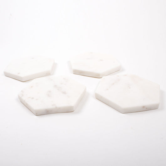 White Marble Coaster Set