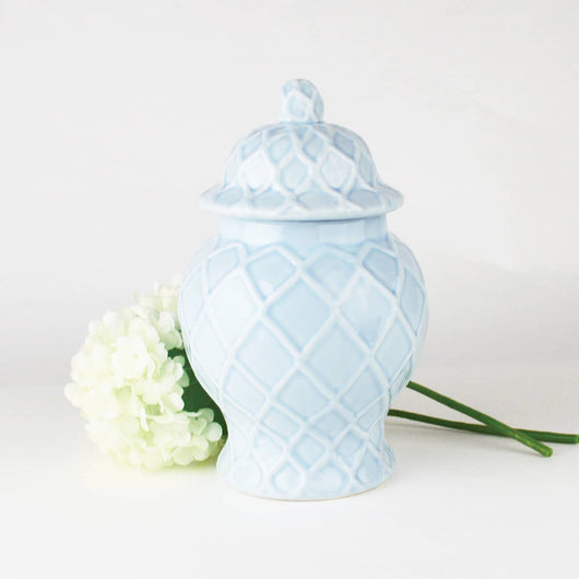 Light Blue Textured Ginger Jar - Small