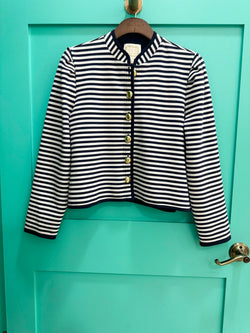Button Front Jacket - Navy/White Stripe