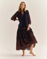 Emma Midi Skirt - Midnight Blue