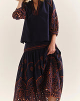 Emma Midi Skirt - Midnight Blue