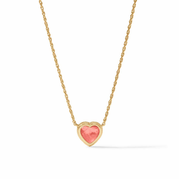 Heart Delicate Necklace - Iridescent Blush Pink