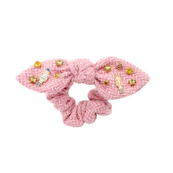 Pink and Gold Tweed Nutcracker Bow Scrunchie