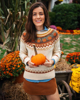 Cozy Pumpkin Sweater In Cream - Women's
