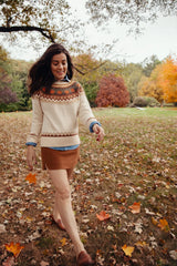 Cozy Pumpkin Sweater In Cream - Women's