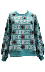 Blue 'Nurse' All Over Sweatshirt