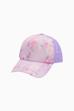 Joni Floral Print Trucker Hat - HIbiscus