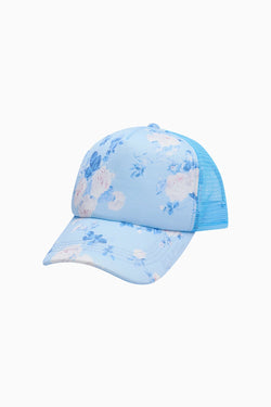 Joni Floral Print Trucker Hat - Whisper Blue