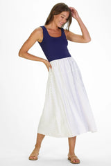 The Jada Dress - Thin Navy Stripe