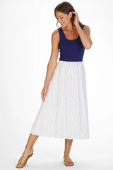 The Jada Dress - Thin Navy Stripe