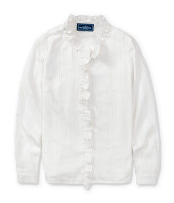 Harrington Ruffle Shirt - White