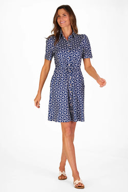 The London Dress in Navy Flags