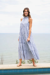 Rosalina Dress in Navy and White Classic Stripe