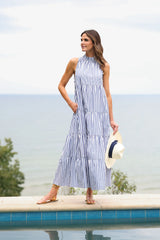 Rosalina Dress in Navy and White Classic Stripe