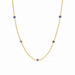 Celeste Delicate Station Necklace - Sapphire Blue