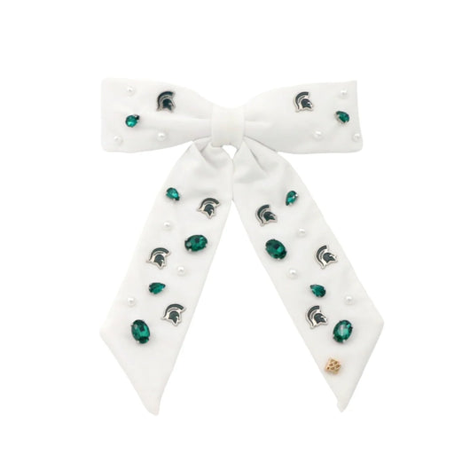 Michigan State White Bow Barrette