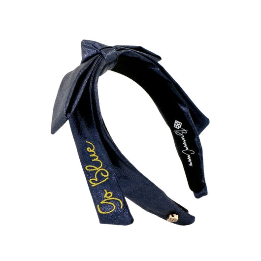 Michigan Navy Thin Embroidered Ribbon Bow Headband