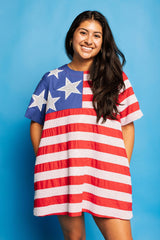 American Flag Short Sleeve Cotton Dress