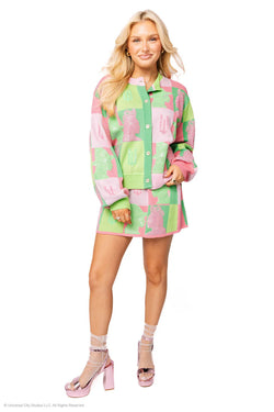 Licensed Pink & Green Colorblock Glinda and Elphaba Profile Skirt