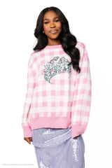 Licensed Pink Gingham Glinda Crown Sweater