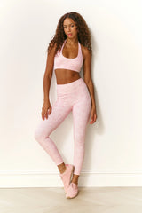 Santiana Floral Bow Print Active Legging - Peony Sugar