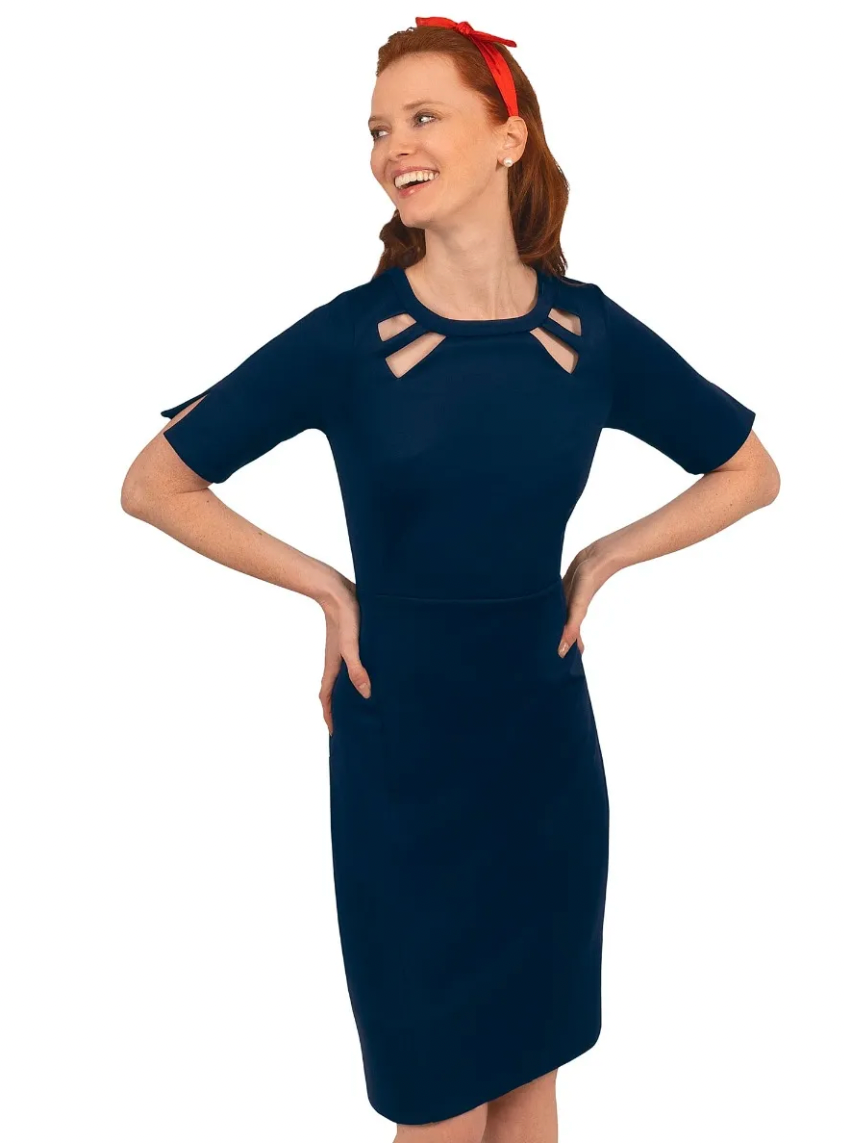 Peek A Boo Dress - Navy