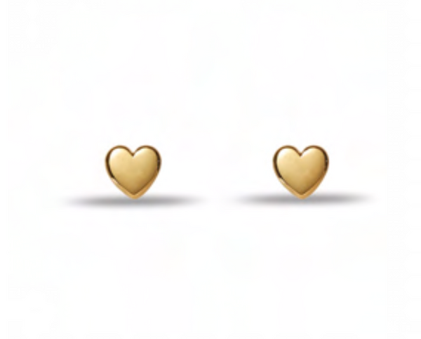 Mini Heart Stud Earrings - Gold