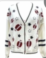 White Football & Stars Knit Cardigan