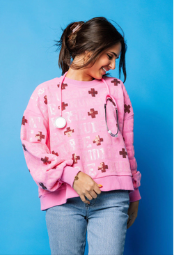 Pink 'Nurse' All Over Sweatshirt