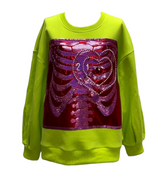 Lime Green Grinch Heart Xray Sweatshirt