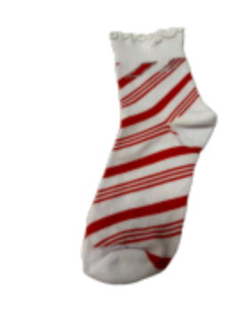 Red & White Peppermint Stripe Socks