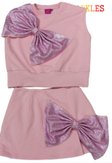 Light Pink Oversized Rhinestone Bow Tank