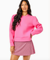 Ponte Beta Bow Pullover Sweatshirt -  Rose/Lacquer