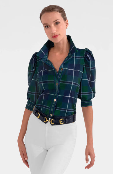 Puff Sleeve Top - Green Multi Melville Tartan