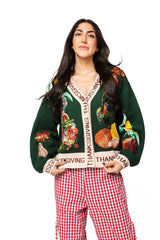 Dark Green 'Thanksgiving' Button Cardigan