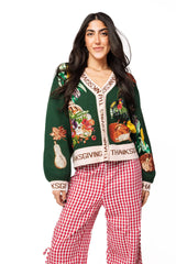 Dark Green 'Thanksgiving' Button Cardigan