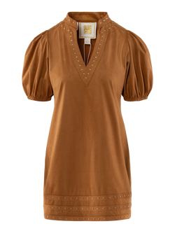 Hampton Mini Dress - Brown Sugar Suede