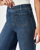 SPANXshape™ EveryWear Cropped Wide Leg Jeans with Patch Pockets - Shaded Blue