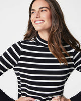 SPANX® AirEssentials Mock Neck Top - Very Black Stripe