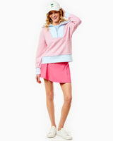 Polished Double Knit Alley Quarter Zip - Guava/Baby Blue Stripe