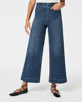 SPANXshape™ EveryWear Cropped Wide Leg Jeans with Patch Pockets - Shaded Blue