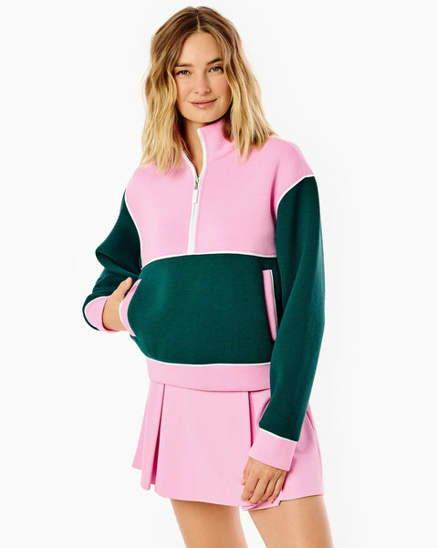 Active Pique Breakpoint Quarter Zip Sweatshirt - Bubblegum/Ivy