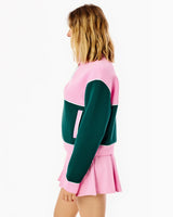 Active Pique Breakpoint Quarter Zip Sweatshirt - Bubblegum/Ivy