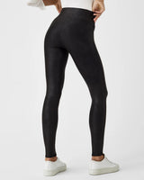 SPANXshape™ Faux Leather Fleece Lined Leggings - Black