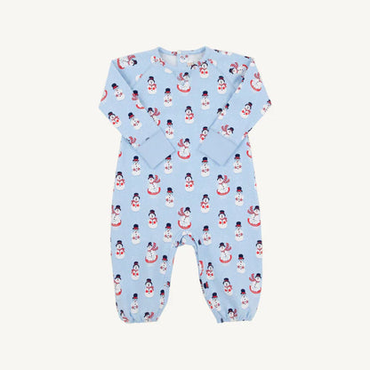 Cassidy Comfy Crewneck Romper - Frosty Friends with Beale Street Blue